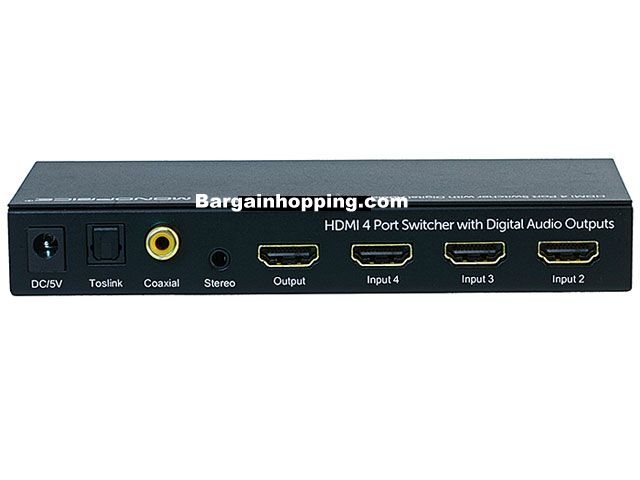 4X1 HDMI Switcher w/ Toslink & Digital Coaxial Port 3D Support - Click Image to Close